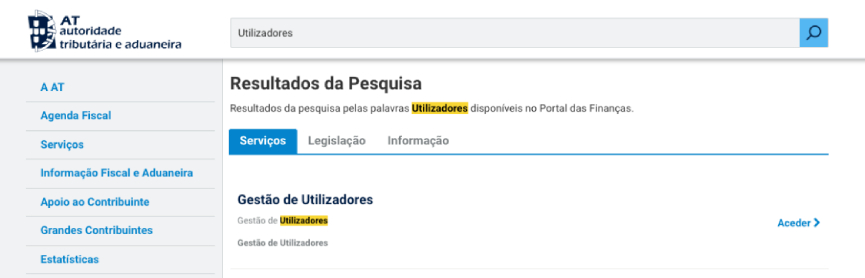 Resultados Procura Portal Finanças